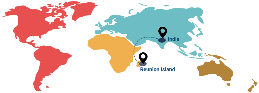 Flight Reunion Island from India